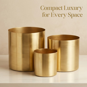 Ensemble de pots de fleurs et de vases de table en métal doré Art Déco moderne |   Décoration d'intérieur et d'extérieur durable, écologique, légère, vente en gros - Product Image 2
