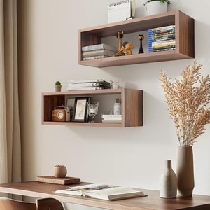 Walnut Wood <b>Floating</b> Shelf Charcoal Black Wholesale | Modern <b>Wall</b> <b>Shelves</b> - Product Image 1