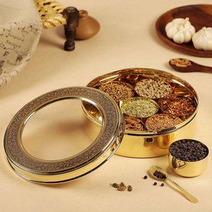 100% Pure Brass Spice <b>Box</b> Kitchen <b>Herb</b> & Spice Storage Container Acrylic Lid Spice <b>Box</b> Hot Sale - Product Image 1