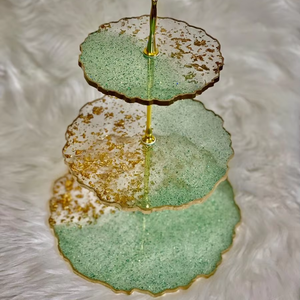 Plateau de service à gâteaux et desserts en résine avec support à 3 niveaux, moule en résine de silicone, plateau de service en provenance d'Inde - Product Image 1