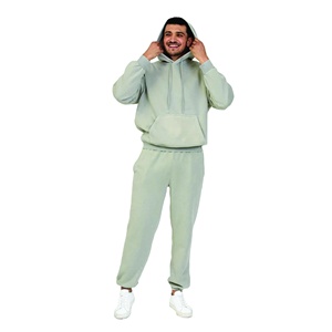 Pull-over vierge à capuche imprimé de logo personnalisé en gros Survêtement de sport vintage Ensemble de jogging deux pièces avec lavage à l'acide régulier pour hommes - Product Image 2