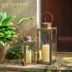 <b>Mini</b> Black Square Hanging Metal Flameless LED Tea Light <b>Lantern</b> Set Birthday Indoor Outdoor Patio Table Garden Lamp - Product Image 5