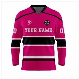 Custom Ice Hockey Jersey Pink Black Sublimated Moisture Wicking Full Sleeve Unisex Adult Team Apparel Wholesale - Product Image 2