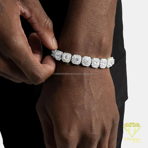 Bracelet Tennis Hip Hop pour Homme avec Diamant Moissanite Taille Ronde, en Argent Sterling 925, Bijou de Luxe Entièrement Sertie - Product Image 5