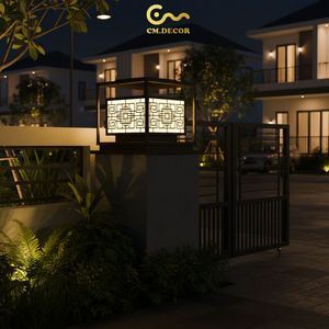 โคมไฟเสาประตู LED สไตล์บาโรกสุดหรู ผลิตในเวียดนาม สำหรับตกแต่งภายนอกบ้านพักตากอากาศ สวน สีดำ ขั้วหลอด E27 มาตรฐาน IP65 ตัวโคมโลหะ ติดตั้งบนเสา ใช้ไฟ AC 220V (±10%) - Product Image 2
