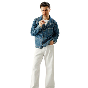 2026 Men's <b>Denim</b> <b>Jacket</b> Regular Fit Button Closure Solid Color Casual Autumn Cotton Washable Topstitch Pockets - Product Image 5