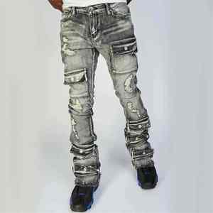 Jeans tendance pour hommes, vente en gros, pantalons en jean slim fit, jeans stretch pour hommes, jeans marron et noir pour hommes - Product Image 6