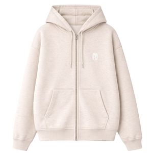 Ensemble décontracté pour homme : sweat à capuche zippé épais et pantalon de jogging en coton doux, style streetwear, couleur beige, ensemble de vêtements de sport tendance - Product Image 1