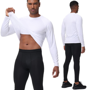 Customized Quick Dry Breathable Full Sleeve <b>T</b>-<b>Shirt</b> For Adult <b>Polyester</b> Made White Color Sport Men's Running <b>T</b>-<b>Shirt</b> - Product Image 2