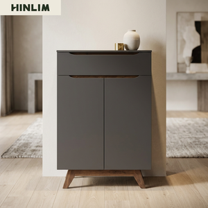 Nuhoom Modern Living Room Cabinet 1 Drawer 2 Slab Doors Minimalist Design <b>Metal</b> Legs Laminated Board <b>Storage</b> <b>Unit</b> 1 Year - Product Image 1