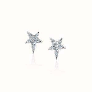 Boucles d'oreilles clous étoile en argent avec zircon incrusté, micro-incrustation, plaqué rhodium, bijoux fins pour mariage, fête, cadeau - Product Image 1