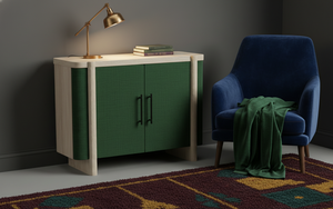 Buffet moderne à 2 portes en chêne massif pour salon - Rangement résistant à l'eau avec design minimaliste - Product Image 3