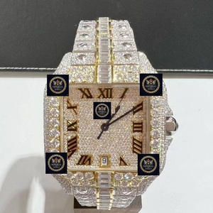 <b>18k</b> Rose <b>Gold</b> Plated Stainless Steel Moissanite Automatic Mechanical <b>Watch</b> Unisex Luxury Hip Hop Iced Out VVS1 - Product Image 1