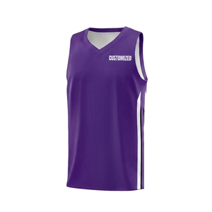 Camiseta deportiva sin mangas personalizada al por mayor, color morado, para baloncesto, transpirable, de secado rápido, uniforme deportivo para equipos, ropa para hombre - Product Image 1