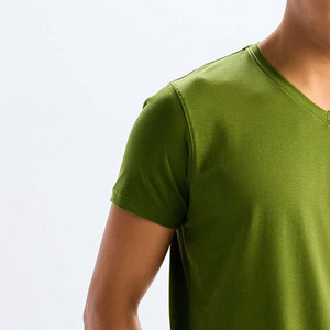 New Fashion <b>Men</b> <b>V</b> <b>Neck</b> Casual <b>T</b>-<b>Shirt</b> Plus Size Breathable Solid Color Short Sleeve Cotton Bamboo Fiber Front Quick Dry Blank - Product Image 4