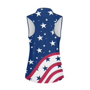 Polo sans manches pour femme haute performance, col quart zippé, sublimation, tissu léger pour le tennis et le golf en extérieur - Product Image 5