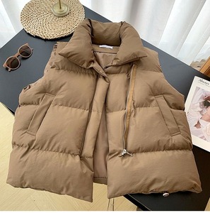 Gilet matelassé unisexe Altr Brothers, coupe-vent d'hiver, vêtement d'extérieur décontracté, sans manches, rembourré de duvet, col roulé - Product Image 4