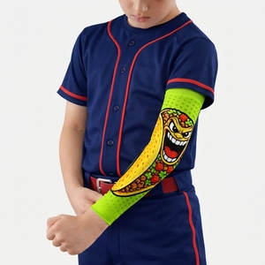 Manchon de bras imprimé en polyester avec motif Taco pour hommes, impression numérique, style sportif, longueur intégrale, fond vert - Product Image 2