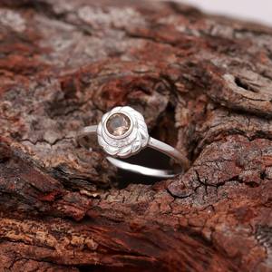 Quartz fumé naturel Art Déco en argent sterling 925 de haute qualité certifié IGI, minimaliste, élégant, délicat, pierre brune pour femme - Product Image 6