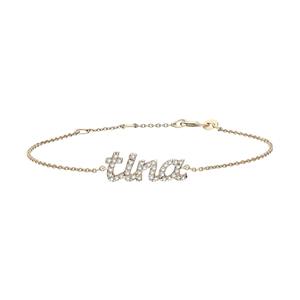 Pulsera con Nombre de Diamantes Personalizada, Oro de 14K, Joyería Minimalista Personalizada, Regalo para Mujer, Cumpleaños, Especial, Certificado IGI - Product Image 1