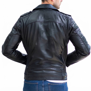 Nouvelle Veste Moto en Cuir Véritable pour Homme, Qualité Supérieure, Col Rabattu, Fermeture Éclair Avant, Coupe Slim, Vêtement d'Extérieur Décontracté pour l'Automne - Product Image 2