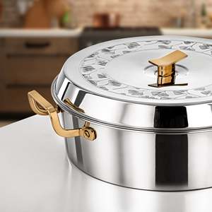 Olla de Acero Inoxidable de Lujo con Aislamiento Térmico y Asas Doradas, Recipiente para Mantener la Comida Caliente, para Servir en Ramadán, Eid y Buffets - Product Image 3
