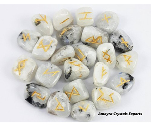 Juego de Runas de Piedra Lunar Arcoíris Natural, Hechas a Mano, Venta al por Mayor, Cristales de Ágata, Compre en Línea en Amayra Crystals Exports - Product Image 3