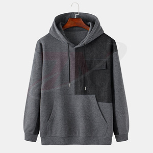 Sudaderas con Capucha para Hombre en Color Gris Oscuro con Detalles en Negro, Nuevas Llegadas, Cómodas, Talla Grande, Personalizadas con Logotipo - Product Image 1