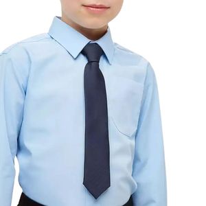 Custom Children Boys School Uniform Set Light <b>Blue</b> Long Sleeve Shirt <b>Dark</b> Formal Trousers Matching Neck <b>Tie</b> Polyester/Cotton for - Product Image 6