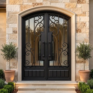 Hand-forged iron entrance gate: rust-resistant, easy to assemble, featuring an arched design and a decorative patterned frame. - Product Image 3