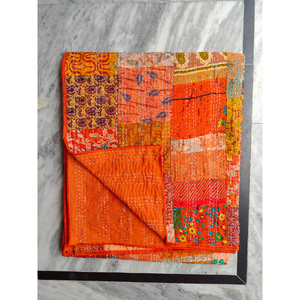 Handmade Patchwork Kantha Quilt Bedspread Reversible Cotton Blanket All-Season Bedding <b>for</b> Home Hotel Decor gift <b>for</b> her - Product Image 1