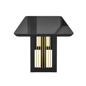 Table à manger moderne 6 places avec accents noirs et dorés - Product Image 5