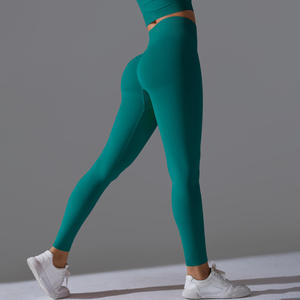 Leggings de yoga taille haute pour femmes, longueur intégrale, effet push-up, en Spandex et Nylon, extensibles dans les quatre sens, pour le sport et le fitness - Product Image 1