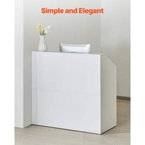 Mostrador de Recepción Rectangular Blanco de 46 Pulgadas Sin Cajón, Mostrador de Oficina, Mesa de Recepción, Mostrador de Salón de Belleza - Product Image 4