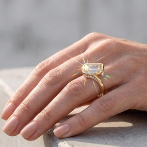 14K Solid Gold Lab Grown 2.01 CT Emerald Cut Solitaire <b>Diamond</b> Unique Band <b>Ring</b> For Women's Fine Surprise Gift For Girlfriends - Product Image 2