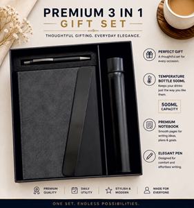 ชุดของขวัญพรีเมียม 3-in-1 สมุด ปากกา แก้วน้ำ กล่องของขวัญธุรกิจ ของขวัญสำนักงานทันสมัย พิมพ์ลายส่วนตัวได้ - Product Image 2