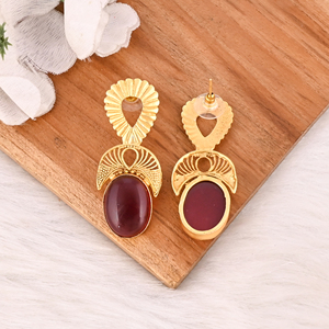 <b>Garnet</b> Hydro Gemstone Brass Gold Plated Designer <b>Earrings</b> Handmade Fashion Jewelry for Women Wholesale Lot 10 Pairs - Product Image 5