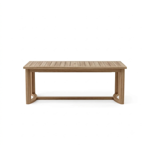 Table d'extension rectangulaire grande en teck massif, double plateau, imperméable, résistante aux UV, durable, pour hôpitaux et cours - Product Image 4