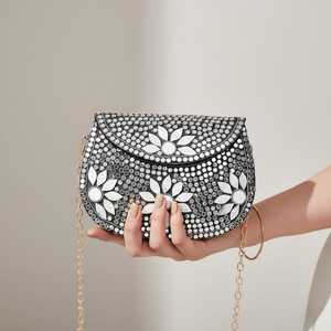 Sac à main perlé fait main avec motif floral artistique, sac à bandoulière de luxe pour femme, idéal pour les fêtes, les mariages, les voyages et la mode quotidienne - Product Image 1