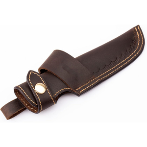 Custom personalized leather knife sleeve with a built in <b>fire</b> starter loop and pocket for outdoor survival camping - Product Image 5