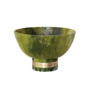 Bol en résine verte moderne et écologique avec bande dorée, vaisselle décorative polie faite à la main, fournitures de restaurant, ensemble de bols en bois - Product Image 1