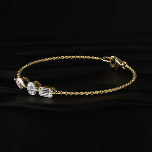 Premium three stone moissanite <b>bracelet</b> marquise round emerald cut 7 inch 925 sterling <b>silver</b> 10k 14k 18k gold platinum - Product Image 2