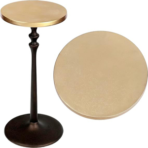 <b>Round</b> Metal Drink <b>Table</b> Modern Martini Accent Side <b>Table</b> with Pedestal Base for <b>Small</b> Spaces, Living Room Side <b>Table</b> - Product Image 1