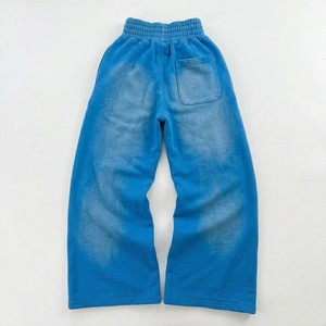 Pantalon de survêtement large en molleton bleu premium, coupe décontractée, taille élastique, confortable, style streetwear, personnalisable avec logo, vêtements OEM ODM - Product Image 2