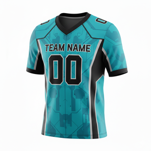 Maillots de football personnalisés pour adultes, manches courtes, maille respirante, séchage rapide, anti-bactériens, option grande taille, devant - Product Image 1