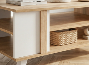 Mesa de Centro Alford de Diseño Contemporáneo para Hogar u Hotel, Fabricada con Tablero de Aglomerado y MDF, Color Blanco, Ideal para Sala de Estar, Bodega, Bar en Casa o Apartamento - Product Image 2