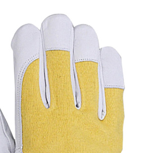 Gants de travail en cuir de vachette personnalisés avec logo, antidérapants, séchage rapide, quatre saisons, sécurité du poignet, jaune et blanc, pour le travail industriel - Product Image 2