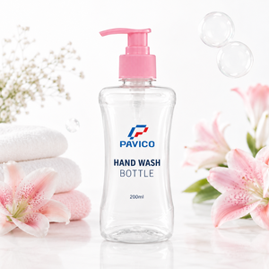 Botella de PET Transparente de 200 ml para Jabón de Manos, Envase de Plástico Curvo con Bomba para Jabón y Loción, Fabricante de Vietnam - Product Image 1