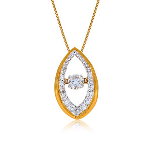 Collier pendentif en or de luxe avec diamant solitaire de laboratoire taille ronde, pavé ajouré en forme de poire et cristaux, bijoux de mode - Product Image 1