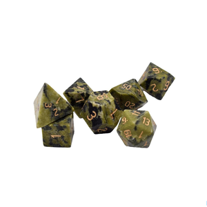 High quality stone dice Serpentine natural crystal reiki healing gemstones <b>Engraved</b> custom dice set Vikings crystal - Product Image 1